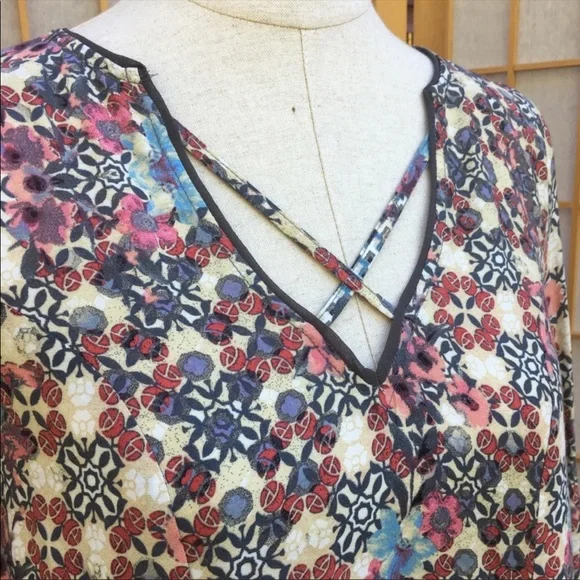 Umgee Boho Floral Print Tunic Top SZ S - Picture 3 of 8